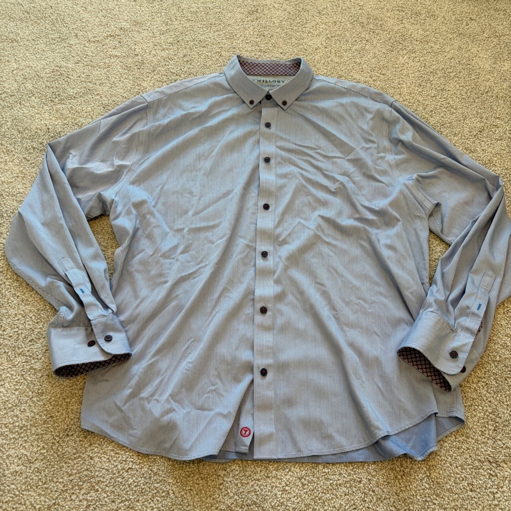 Twillory Untuckable Button Down Shirt Mens XL 2XL Blue‎ Long Sleeve Business